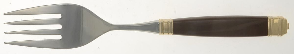 Continental-Brown (Stainless-Gold Accent) Medium Solid Cold Meat Serving Fork by Mikasa-1