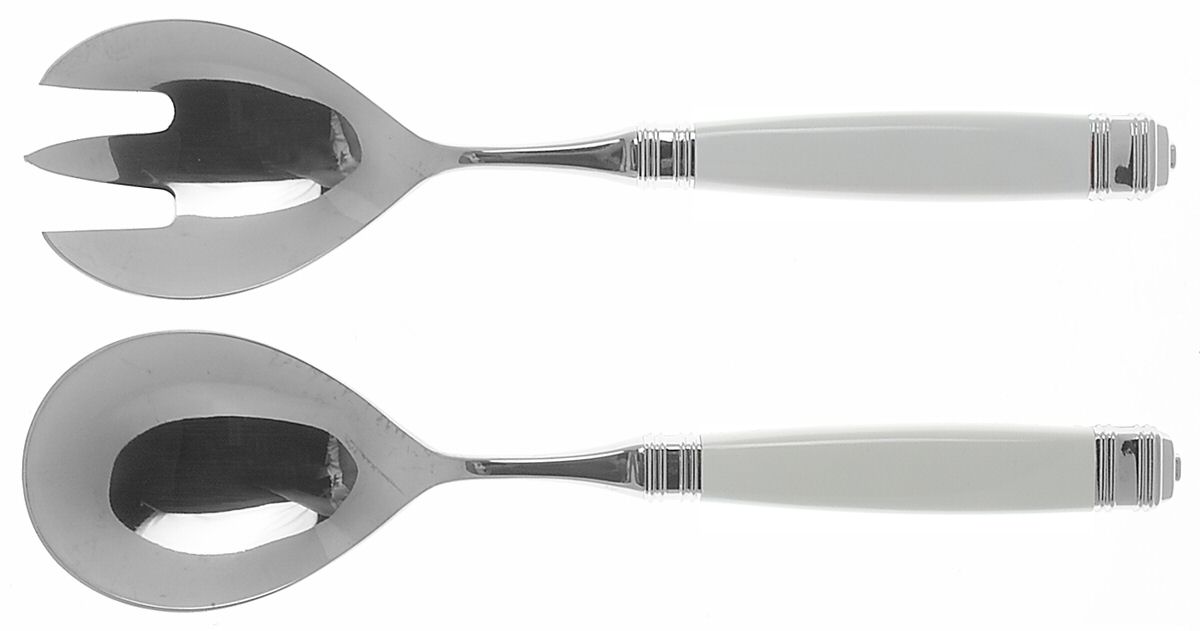 Continental-White (Stainless) 2 Pc Salad Set with Stainless Bowl by Mikasa-1