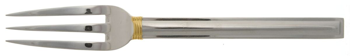 Deco (Stainless-Gold Accent, Japan) Large Solid Cold Meat Serving Fork by Mikasa-1