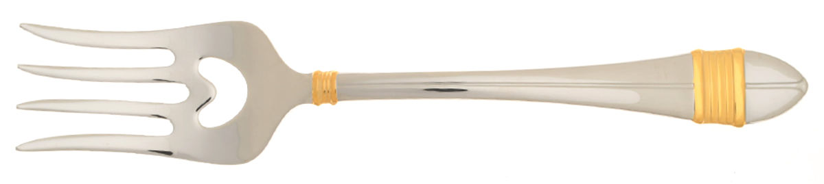Ensign Gold (Stainless, Gold Accent) Large Solid Cold Meat Serving Fork by Mikasa-1