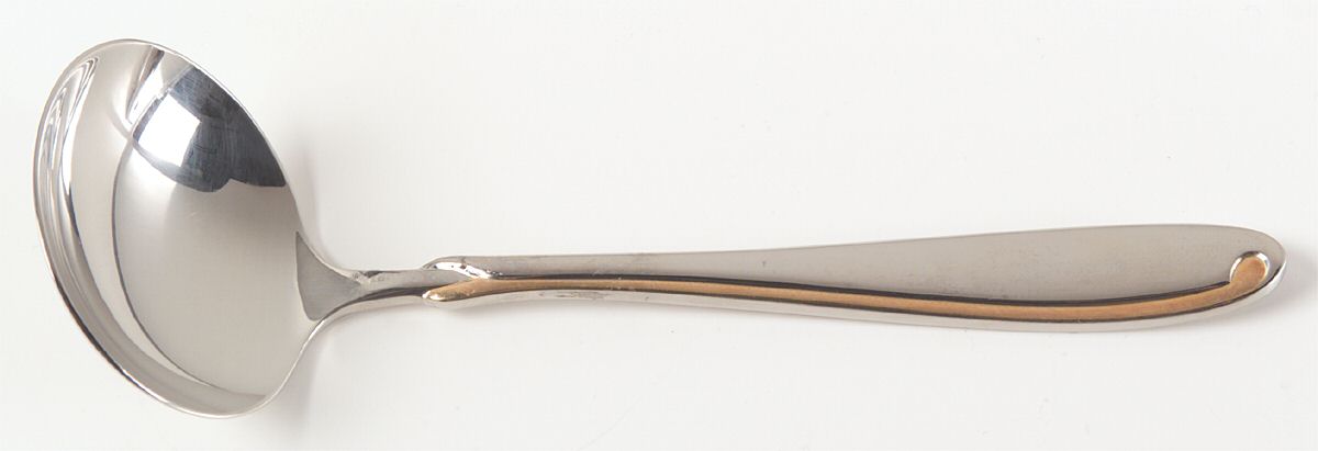 Estasi (Stainless, Gold Accent) Solid Gravy Ladle by Mikasa-1