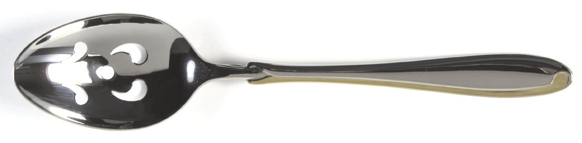 Estasi (Stainless, Gold Accent) Pierced Tablespoon (Serving Spoon) by Mikasa-1
