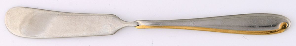 Estasi (Stainless, Gold Accent) Flat Handle Butter Spreader by Mikasa-1