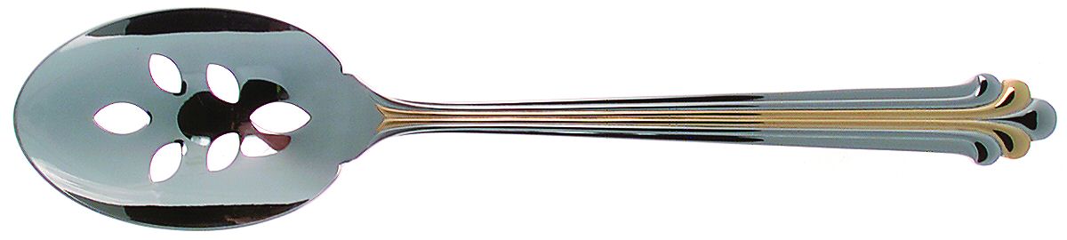 Gotham Gold (Stainless-Gold Accent) Pierced Tablespoon (Serving Spoon) by Mikasa-1