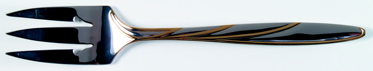 Latitudes Gold (Stainless, Gold Accent) Large Solid Cold Meat Serving Fork by Mikasa-1