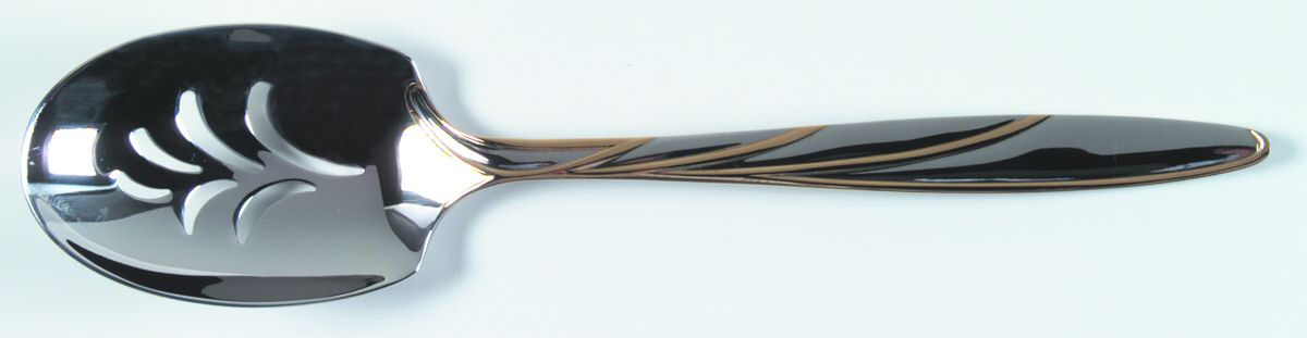 Latitudes Gold (Stainless, Gold Accent) Pierced Tablespoon (Serving Spoon) by Mikasa-1