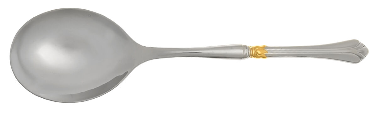 Lyons (Stainless, Gold Accent) Casserole Spoon with Smooth Stainless Bowl HC by Mikasa-1