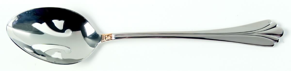 Lyons (Stainless, Gold Accent) Pierced Tablespoon (Serving Spoon) by Mikasa-1