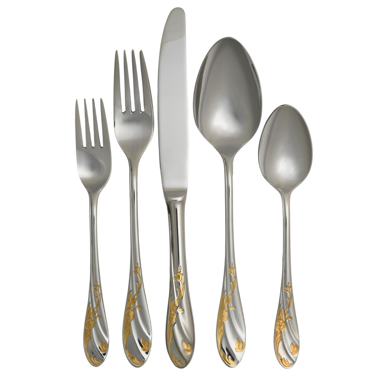 Monticello-Gold Accent (Stainless, Gold Accent) 5 Piece Place Setting by Mikasa-1