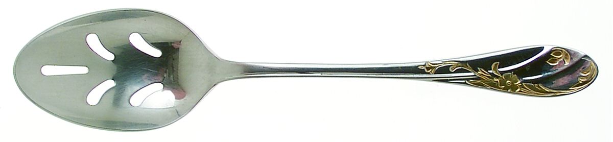 Monticello-Gold Accent (Stainless, Gold Accent) Pierced Tablespoon (Serving Spoon) by Mikasa-1
