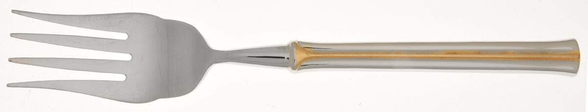 Newport Gold (Stainless, Gold Accent) Cold Meat Fork Large, Stainless Tines HC by Mikasa-1
