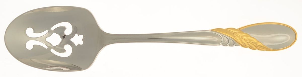 Novena Gold (Stainless, Gold Accent) Pierced Tablespoon (Serving Spoon) by Mikasa-1