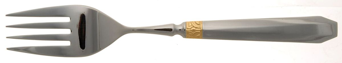 Normandy (Stainless, Gold Accent) Large Solid Cold Meat Serving Fork by Mikasa-1