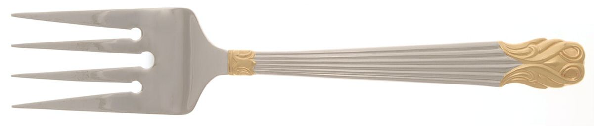 Pericles Gold (Stainless, Gold Accent) Large Solid Cold Meat Serving Fork by Mikasa-1