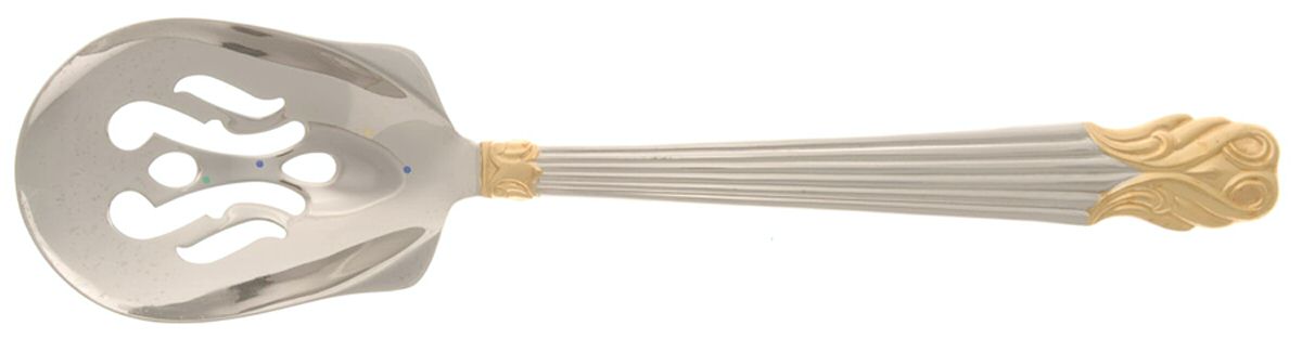 Pericles Gold (Stainless, Gold Accent) Pierced Tablespoon (Serving Spoon) by Mikasa-1