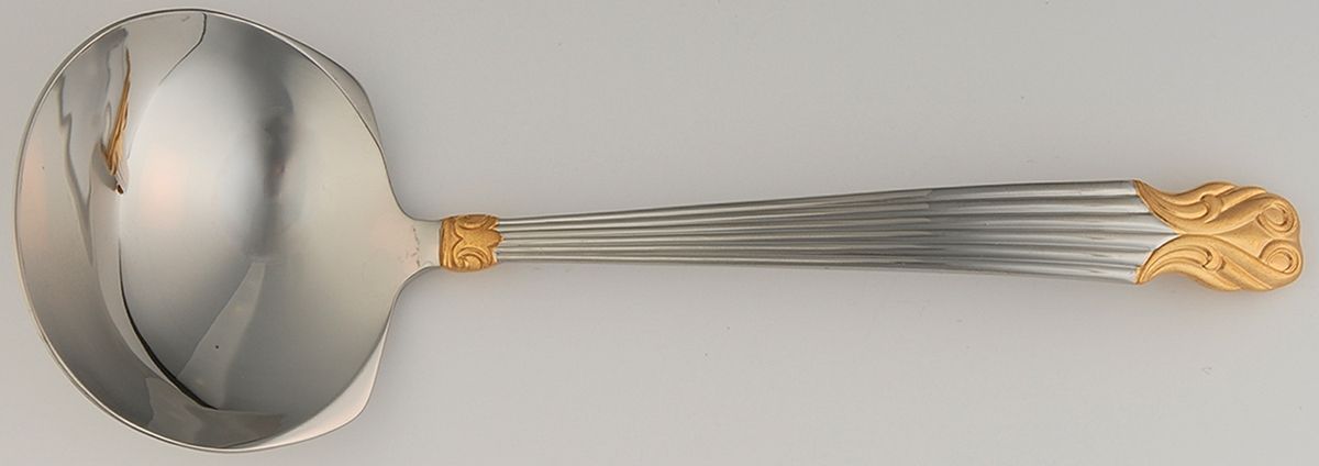 Pericles Gold (Stainless, Gold Accent) Solid Gravy Ladle by Mikasa-1