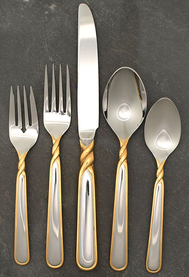 Pirouette (Stainless, Gold Accent) 5 Piece Place Setting by Mikasa-1