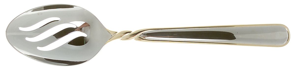 Pirouette (Stainless, Gold Accent) Pierced Tablespoon (Serving Spoon) by Mikasa-1