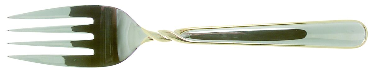 Pirouette (Stainless, Gold Accent) Medium Solid Cold Meat Serving Fork by Mikasa-1