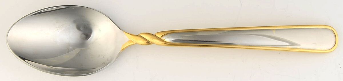 Pirouette (Stainless, Gold Accent) Tablespoon (Serving Spoon) by Mikasa-1