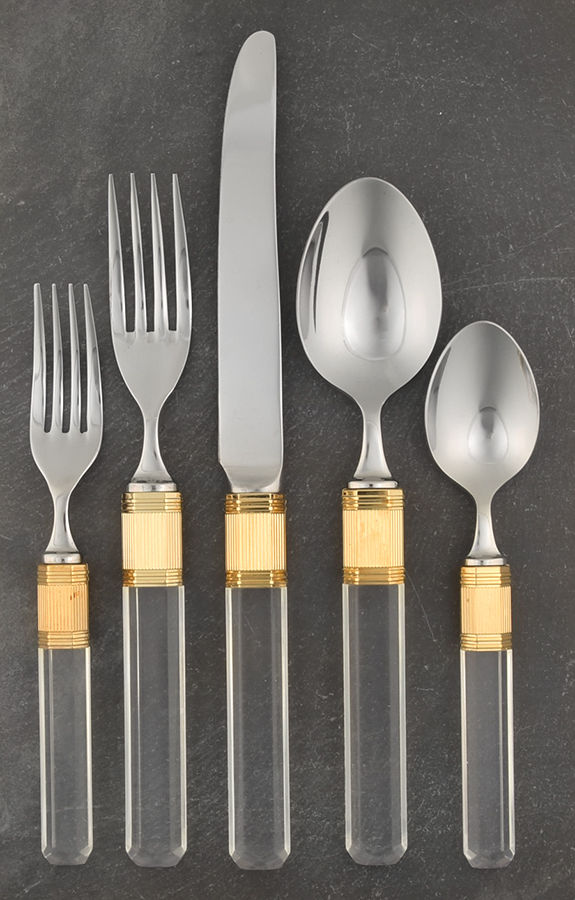 Prisma (Stainless, Clear Handle, Gold Accents) 5 Piece Place Setting by Mikasa-1