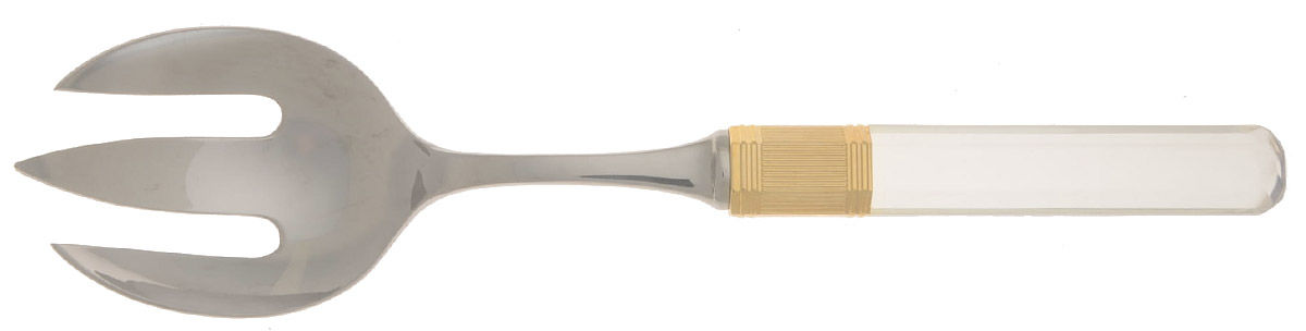 Prisma (Stainless, Clear Handle, Gold Accents) Salad Serving Fork with Stainless Prongs by Mikasa-1