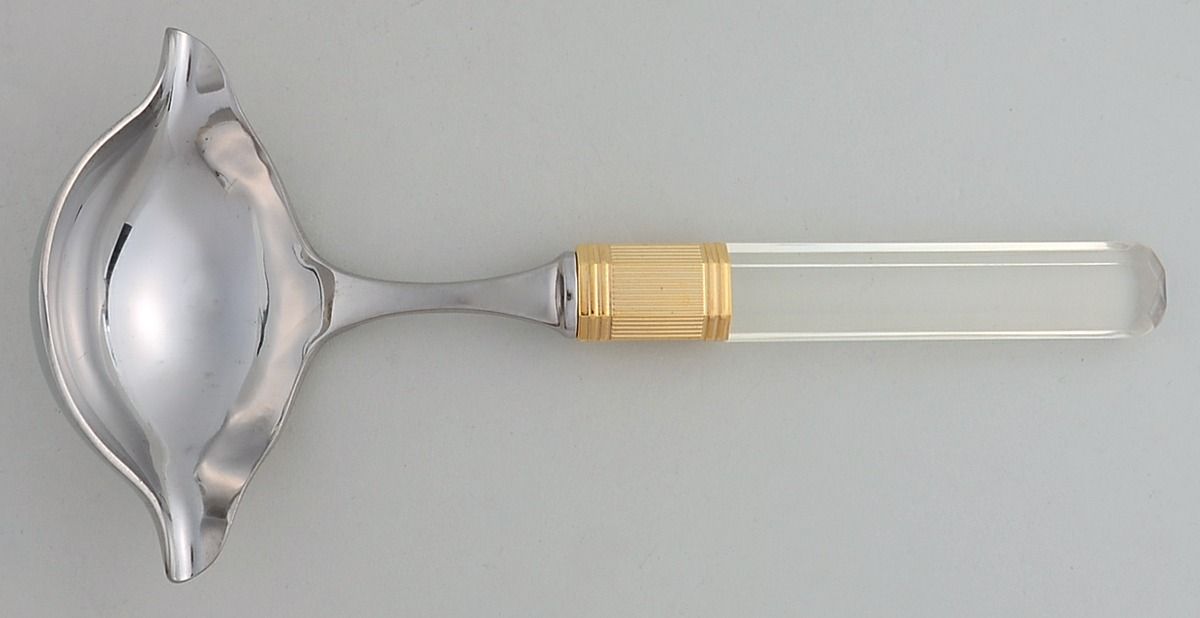Prisma (Stainless, Clear Handle, Gold Accents) Solid Gravy Ladle by Mikasa-1