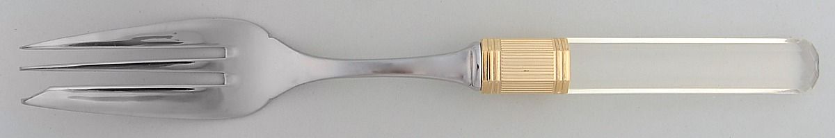 Prisma (Stainless, Clear Handle, Gold Accents) Large Solid Cold Meat Serving Fork by Mikasa-1