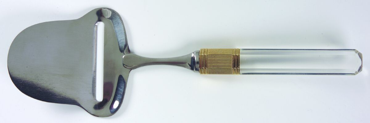 Prisma (Stainless, Clear Handle, Gold Accents) Cheese Plane with Stainless Plane by Mikasa-1