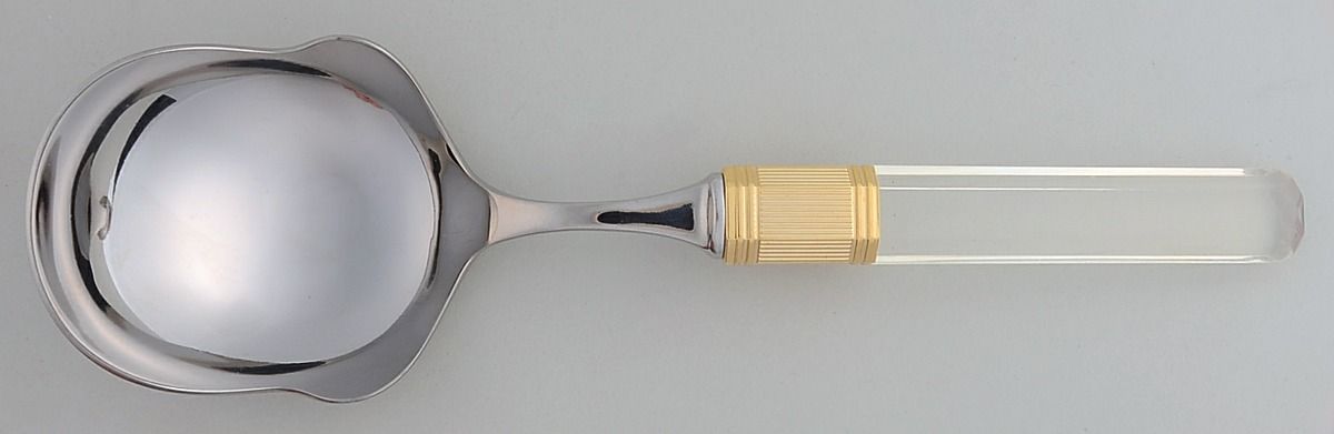 Prisma (Stainless, Clear Handle, Gold Accents) Solid Smooth Casserole Spoon by Mikasa-1