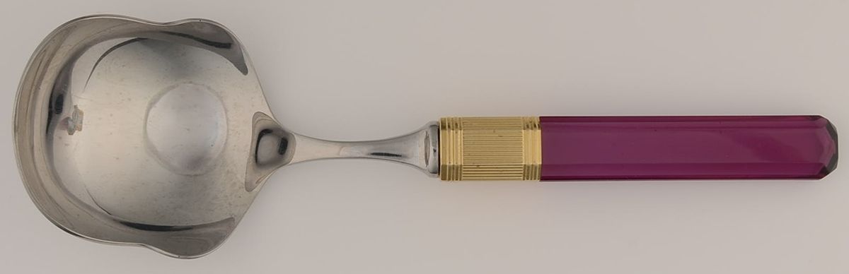 Prisma-Amethyst (Stainless, Gold Accent) Solid Smooth Casserole Spoon by Mikasa-1