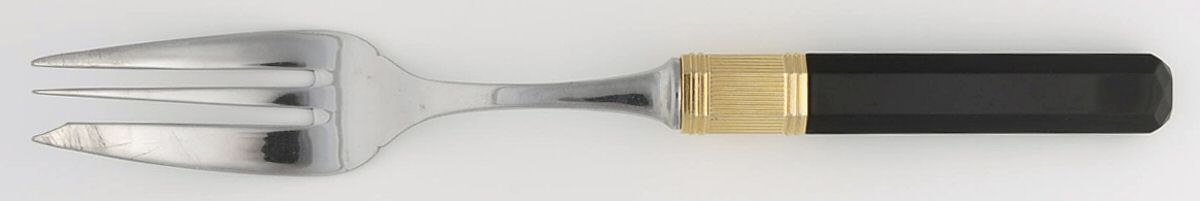 Prisma-Ebony (Stainless, Gold Accent) Large Solid Cold Meat Serving Fork by Mikasa-1