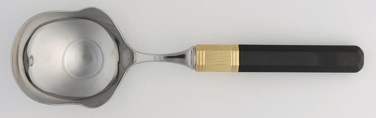 Prisma-Ebony (Stainless, Gold Accent) Solid Smooth Casserole Spoon by Mikasa-1