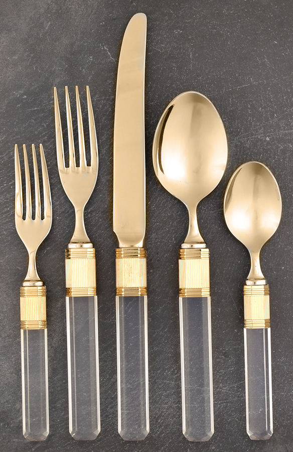 Prisma (Gold Electroplate, Clear) 5 Piece Place Setting by Mikasa-1