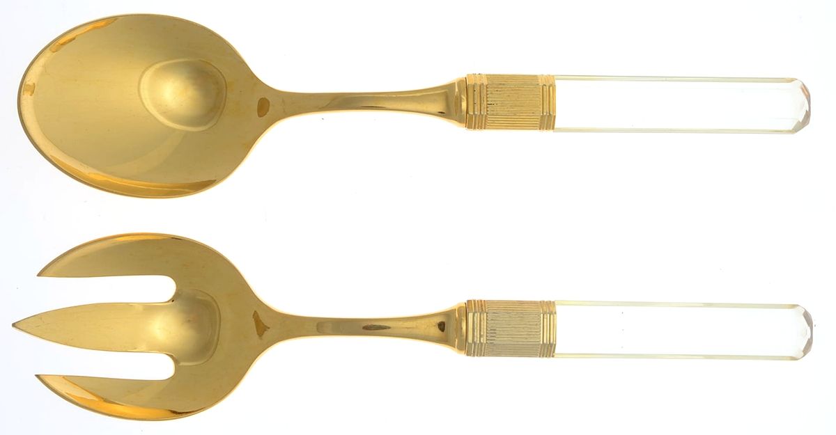 Prisma (Gold Electroplate, Clear) 2 Pc Salad Set with Stainless Bowl by Mikasa-1