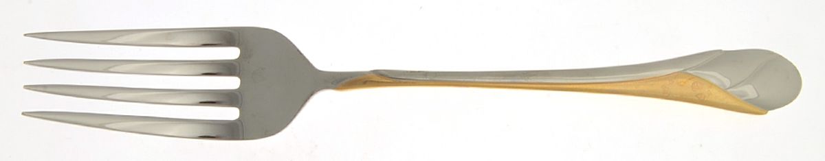 Sweet Pea Gold (Stainless, Gold Accent) Large Solid Cold Meat Serving Fork by Mikasa-1