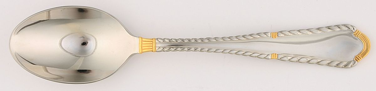 Tiara Gold (Stainless, Gold Accent) Place/Oval Soup Spoon by Mikasa-1