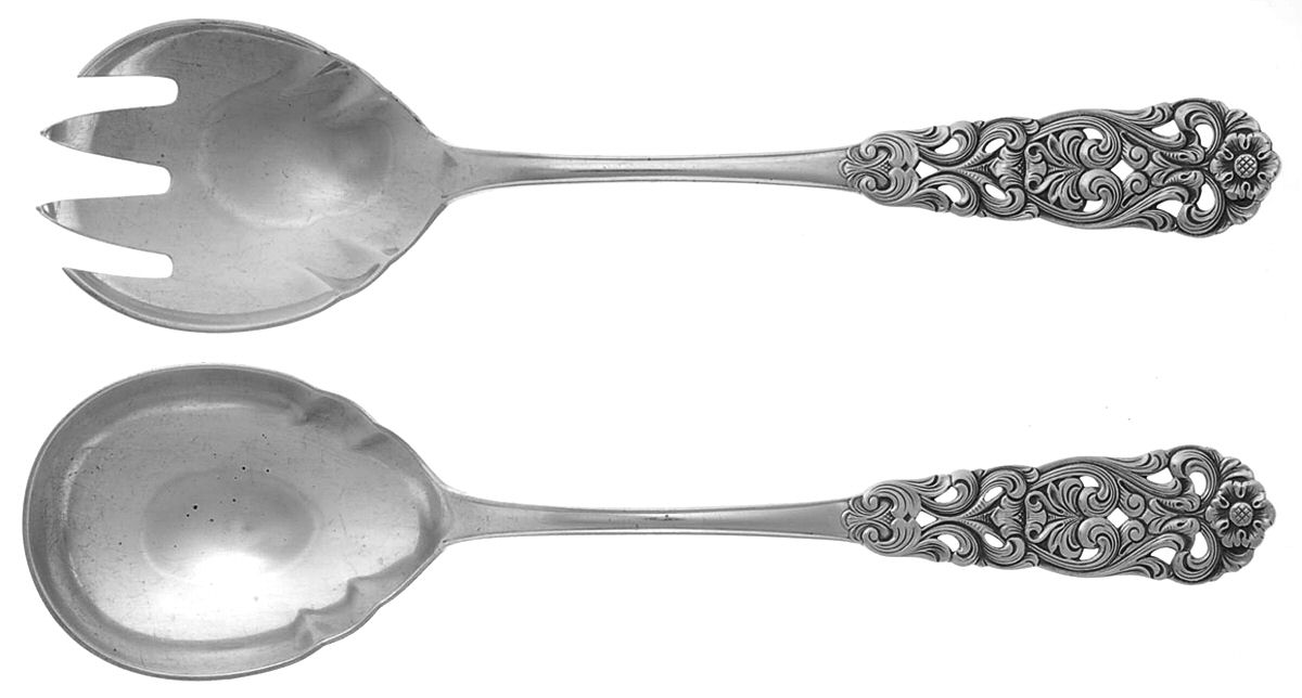 Valdres (Sterling) (2 Pc) Solid Salad Set by T H Marthinsen Silver-1