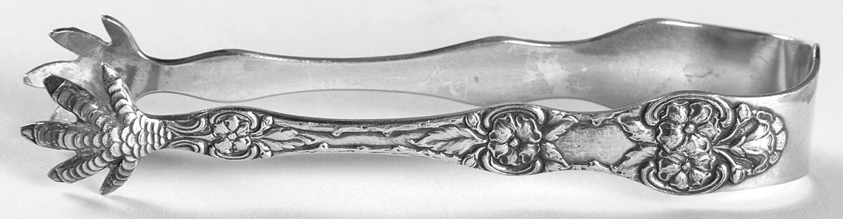 Wild Rose (Silverplate) Sugar Tongs by T H Marthinsen Silver-1