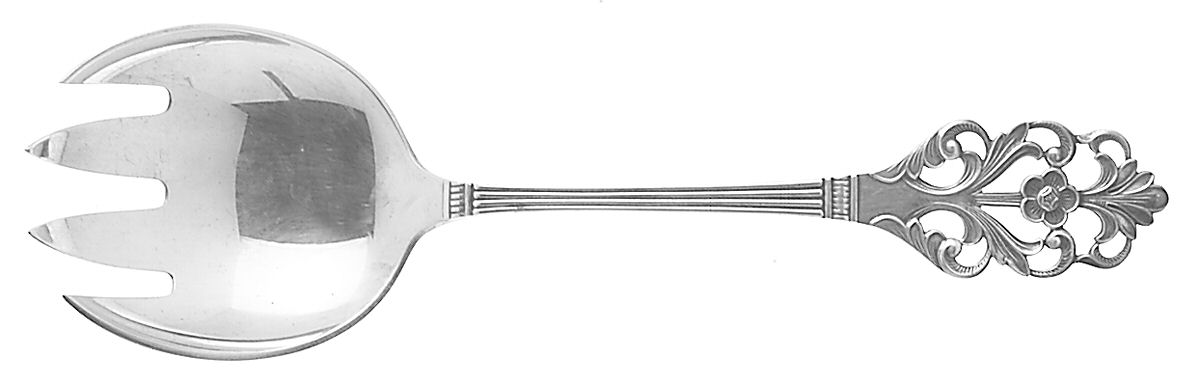 Viking Rose (Sterling) Solid Salad Serving Fork by T H Marthinsen Silver-1