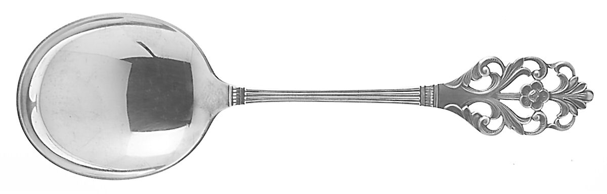 Viking Rose (Sterling) Solid Salad Serving Spoon by T H Marthinsen Silver-1