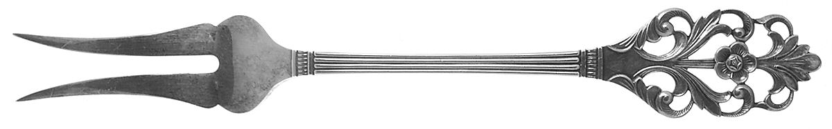 Viking Rose (Sterling) Large Solid Cold Meat Serving Fork by T H Marthinsen Silver-1