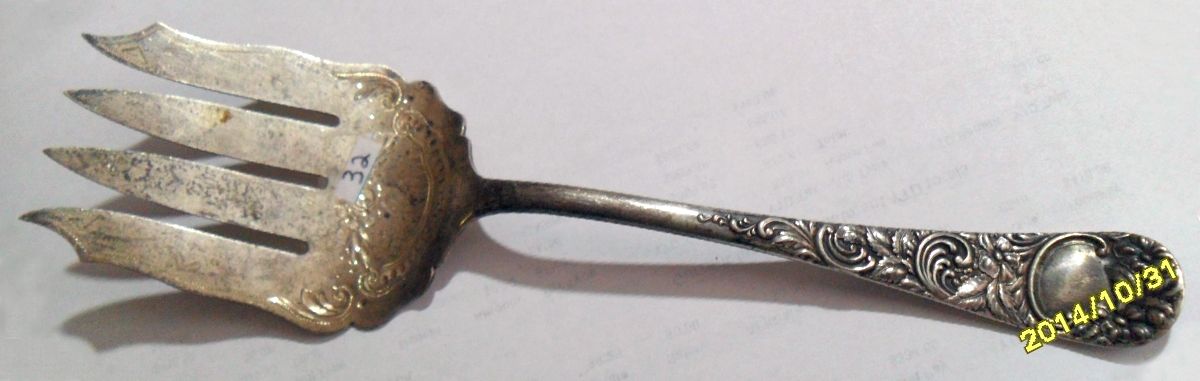 Oneida (Sterling, 1896) Large Solid Fish Serving Fork by Mount Vernon-1
