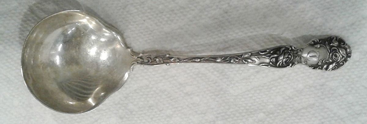 Rose (Sterling, 1910) Monogramed Solid Piece Cream Ladle by Mount Vernon-1