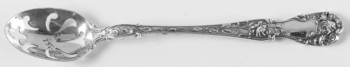 Rose (Sterling, 1910) Pierced Bowl Short Handle Olive Spoon by Mount Vernon-1