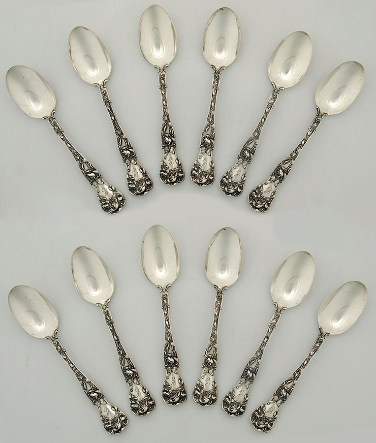 Rosebud (Sterling, 1903) Teaspoon - Set of 12 by Merrimac Valley-1