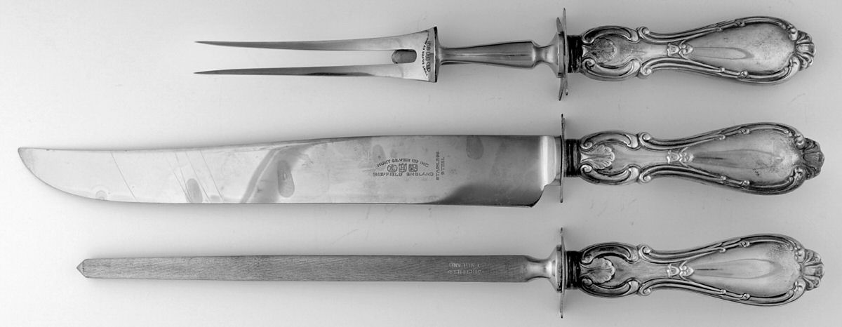 Orleans (STERLING) Large 3-Piece Roast Carving Set with Stainless Blade by Michael C Fina-1