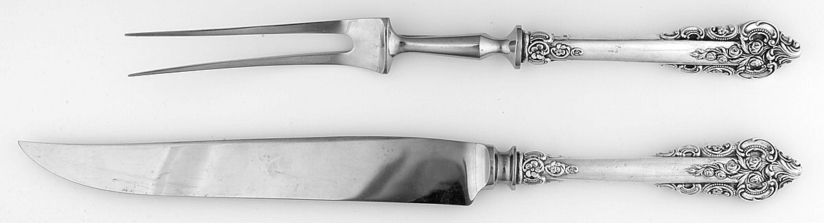 Grande Baroque (Sterling) Small Stainless Blade 2-Piece Steak Carving Set by Miyata-1