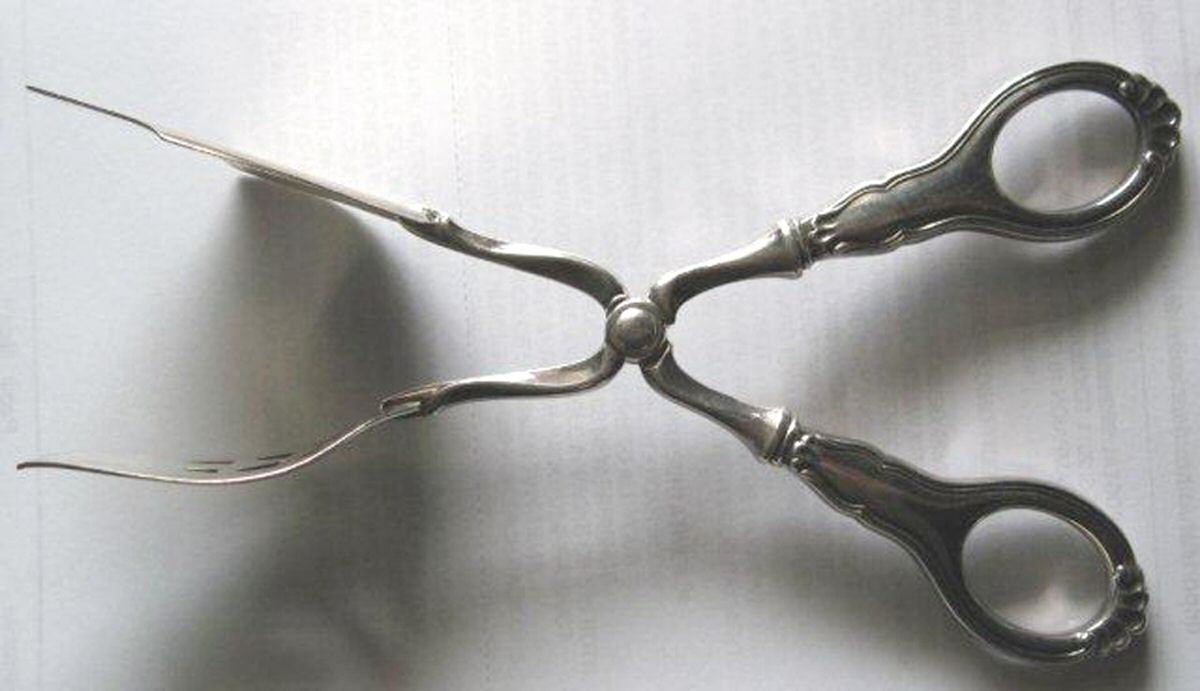Martha (Sterling) Sterling Handle Salad Tongs, Silverplate Tongs by T H Marthinsen Silver-1