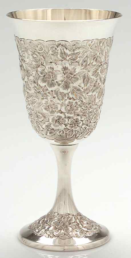 Southern Rose-Chased (Sterling, Hollowware) Water Goblet by Manchester-1